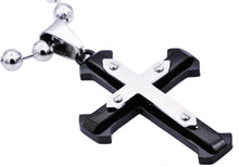 Load image into Gallery viewer, Mens Black Stainless Steel Cross Pendant - Blackjack Jewelry
