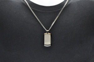 Mens Black Plated Stainless Steel Dog Tag Pendant - Blackjack Jewelry