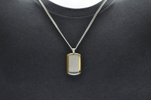Load image into Gallery viewer, Mens Two Tone Gold Stainless Steel Dog Tag Pendant - Blackjack Jewelry
