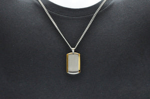 Mens Two Tone Gold Stainless Steel Dog Tag Pendant - Blackjack Jewelry