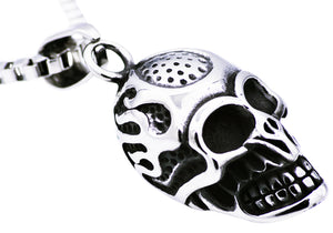 Mens Stainless Steel Skull Pendant - Blackjack Jewelry