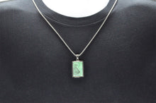 Load image into Gallery viewer, Mens Stainless Steel Green Lace Agate Dog Tag Pendant - Blackjack Jewelry
