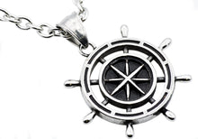 Load image into Gallery viewer, Mens Stainless Steel Ship Helm Pendant - Blackjack Jewelry
