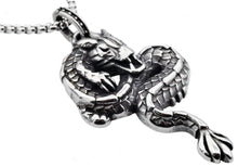 Load image into Gallery viewer, Mens Black Plated Stainless Steel Dragon Pendant - Blackjack Jewelry
