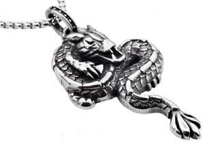 Mens Black Plated Stainless Steel Dragon Pendant - Blackjack Jewelry