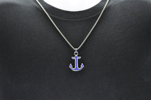 Load image into Gallery viewer, Mens Blue Stainless Steel Anchor Pendant - Blackjack Jewelry
