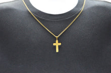Load image into Gallery viewer, Mens Gold Stainless Steel Cross Pendant - Blackjack Jewelry
