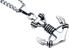 Load image into Gallery viewer, Mens Stainless Steel Anchor Pendant Necklace With 24&quot; Curb Chain
