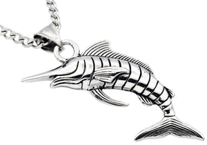 Mens Stainless Steel Sword Fish Pendant - Blackjack Jewelry