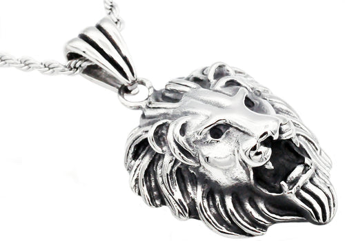 Mens Stainless Steel Lion Pendant - Blackjack Jewelry