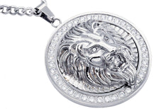 Load image into Gallery viewer, Mens Stainless Steel Lion Pendant With Cubic Zirconia - Blackjack Jewelry
