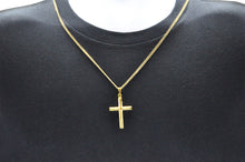 Load image into Gallery viewer, Mens Gold Stainless Steel Cross Pendant With 24&quot; Curb Chain - Blackjack Jewelry
