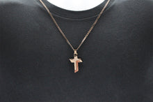 Load image into Gallery viewer, Mens Wood And Chocolate Stainless Steel Cross Pendant - Blackjack Jewelry
