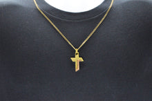 Load image into Gallery viewer, Mens Gold Wood And Stainless Steel Cross Pendant - Blackjack Jewelry
