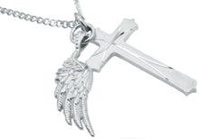 Load image into Gallery viewer, Mens Stainless Steel Cross Pendant With 24&quot; Curb Chain - Blackjack Jewelry
