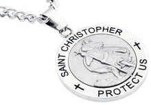 Load image into Gallery viewer, Mens Stainless Steel Saint Christopher Protect Us Pendant - Blackjack Jewelry
