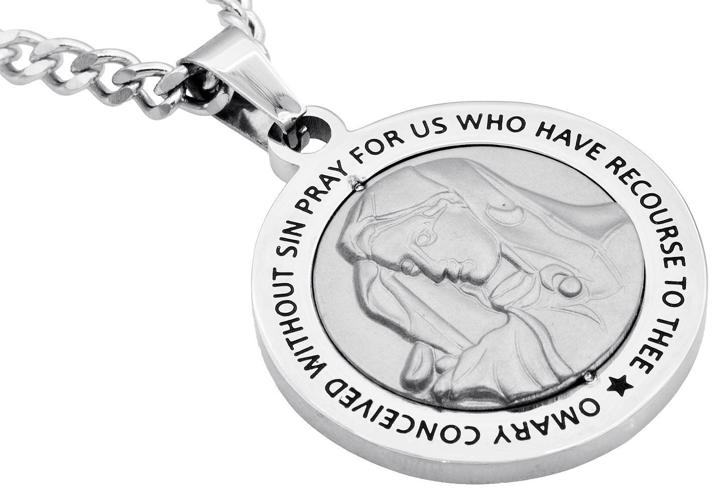 Catholic Jesus Cross Stainless Steel Necklace Sain... - Grandado Catholic Jesus Cross Stainless Steel Necklace Sain... - Grandado