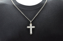 Load image into Gallery viewer, Mens Stainless Steel Cross Pendant Necklace With Cubic Zirconia
