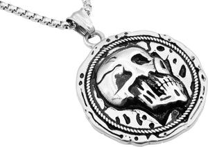 Mens Stainless Steel Skull Pendant - Blackjack Jewelry