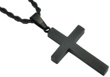 Load image into Gallery viewer, Mens Stainless Steel Black Plated Cross Pendant With 24&quot; Rope Chain - Blackjack Jewelry
