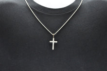 Load image into Gallery viewer, Mens Stainless Steel Cross Pendant With 24&quot; Rope Chain - Blackjack Jewelry
