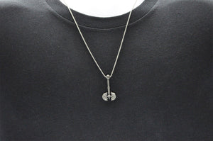 Mens Stainless Steel Axe Pendant with 24" Round Box Chain - Blackjack Jewelry