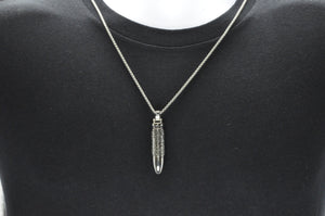 Mens Stainless Steel Bullet Pendant Necklace - Blackjack Jewelry