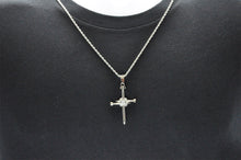 Load image into Gallery viewer, Mens Stainless Steel Nail Cross Pendant With Cubic Zirconia and 24&quot; Rope Chain - Blackjack Jewelry
