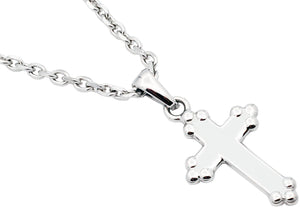 Mens Stainless Steel Cross Pendant With 24" Cable Chain - Blackjack Jewelry