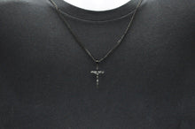 Load image into Gallery viewer, Mens Black Stainless Steel Crucifix Cross Pendant With 24&quot; Curb Chain - Blackjack Jewelry
