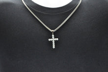 Load image into Gallery viewer, Mens Stainless Steel Cross Pendant With Cubic Zirconia Embedded - Blackjack Jewelry
