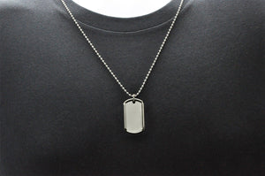 Mens Polished Stainless Steel Engravable Dog Tag Pendant