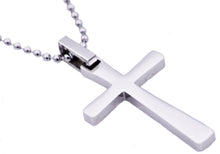 Load image into Gallery viewer, Mens Polished Stainless Steel Small Cross Pendant Necklace - Blackjack Jewelry
