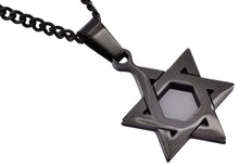 Load image into Gallery viewer, Mens Black Stainless Steel Star Of David Pendant Necklace
