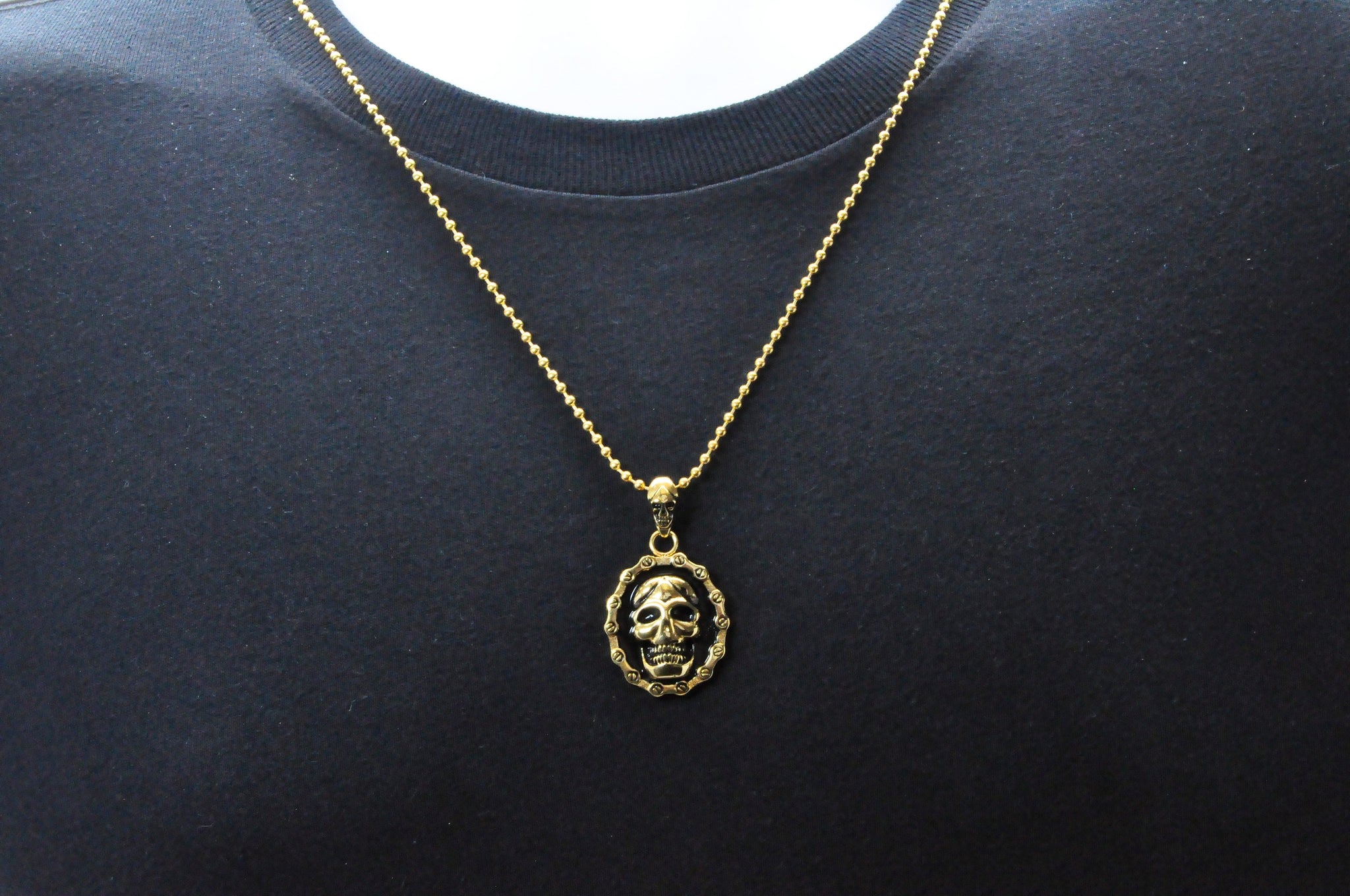 24 Inch Stainless Steel Skull Pendant Necklace For Men - Biker Punk Jewelry