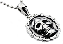 Load image into Gallery viewer, Mens Stainless Steel Biker Skull Pendant Necklace - Blackjack Jewelry
