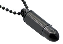 Load image into Gallery viewer, Mens Black Stainless Steel Bullet Pendant Necklace - Blackjack Jewelry
