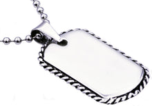 Load image into Gallery viewer, Mens Rope Border Stainless Steel Dog Tag Pendant Necklace - Blackjack Jewelry
