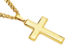 Load image into Gallery viewer, Mens Gold Stainless Steel Cross Pendant Necklace - Blackjack Jewelry
