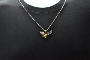 Mens Gold Stainless Steel Eagle Pendant Necklace With 24" Curb Chain - Blackjack Jewelry