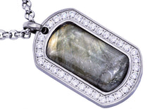 Load image into Gallery viewer, Mens Stainless Steel Labradorite Dog Tag Pendant - Blackjack Jewelry
