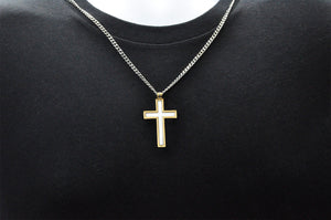 Mens Gold Stainless Steel Cross Pendant - Blackjack Jewelry