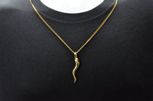 Load image into Gallery viewer, Mens Gold Stainless Steel Italian Horn Pendant - Blackjack Jewelry
