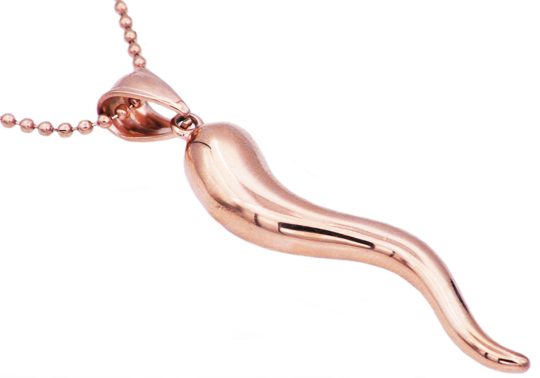 White Gold Italian Horn Necklace Charm Pendant 18 kt | Eredi Jovon Venice