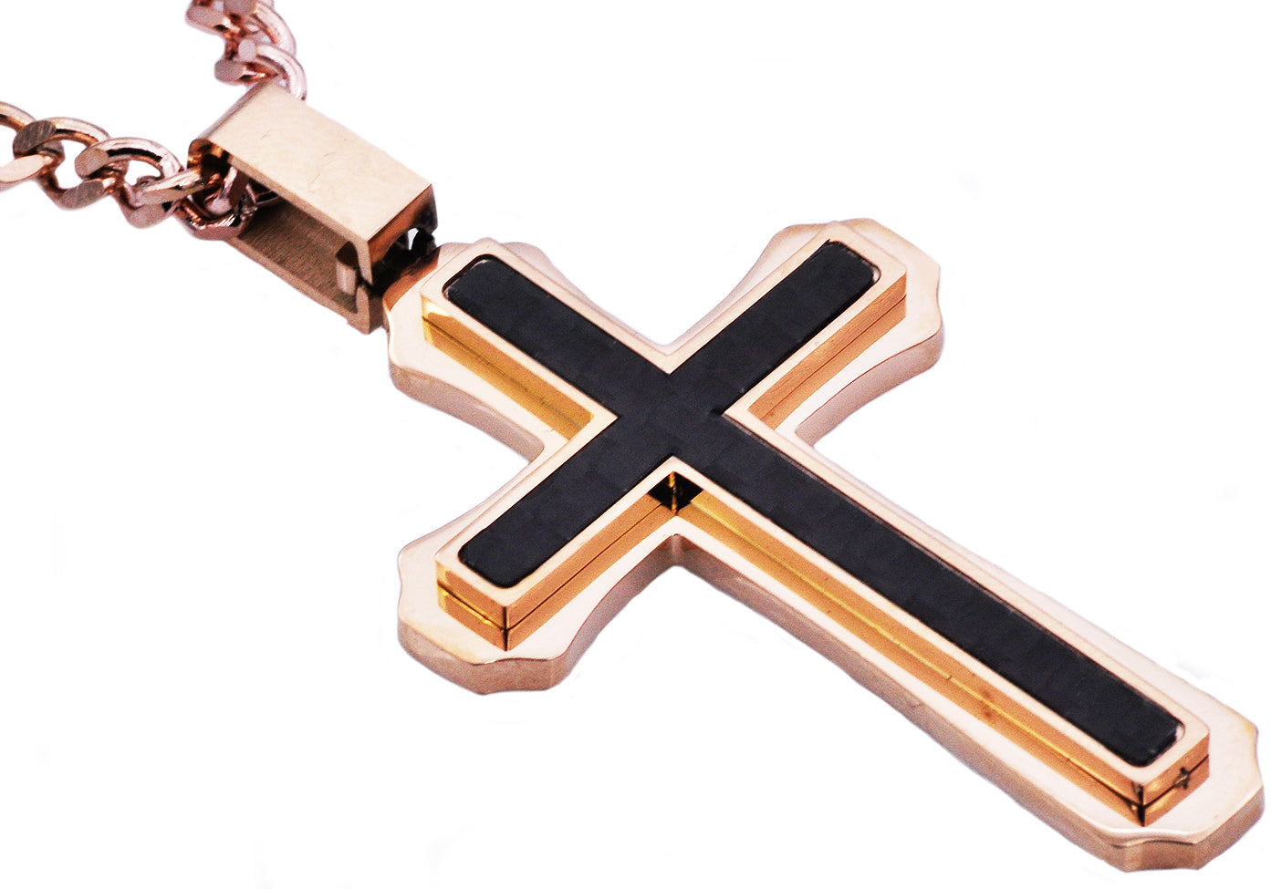 Golden Rose Cross Stainless Steel Chain Necklace from Glazd Jewels