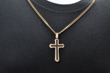 Load image into Gallery viewer, Mens Carbon Fiber Rose Stainless Steel Cross Pendant
