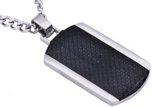 Load image into Gallery viewer, Mens Carbon Fiber Stainless Steel Dog Tag Pendant - Blackjack Jewelry
