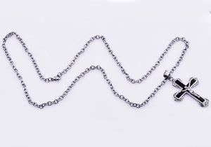 Mens Stainless Steel Cross Pendant - Blackjack Jewelry