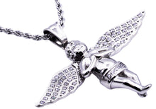 Load image into Gallery viewer, Mens Stainless Steel Cherub Pendant With Cubic Zirconia - Blackjack Jewelry
