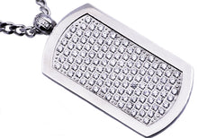 Load image into Gallery viewer, Mens Stainless Steel Dog Tag Pendant With Cubic Zirconia - Blackjack Jewelry
